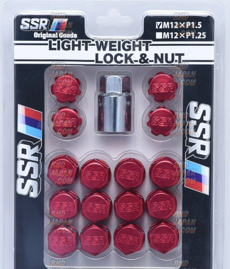 shin専用 SSR Light Weight Wheel Lock & Nut Set Red 20pcs - M12x1.25 - RHDJapan